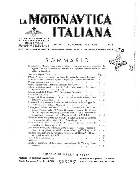 La motonautica italiana rivista ufficiale della reale Federazione italiana motonautica