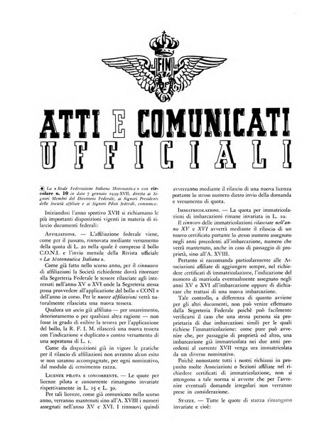 La motonautica italiana rivista ufficiale della reale Federazione italiana motonautica