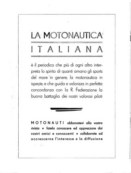 La motonautica italiana rivista ufficiale della reale Federazione italiana motonautica