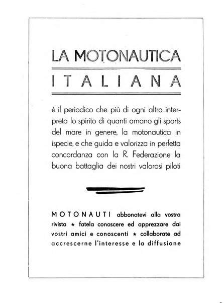 La motonautica italiana rivista ufficiale della reale Federazione italiana motonautica