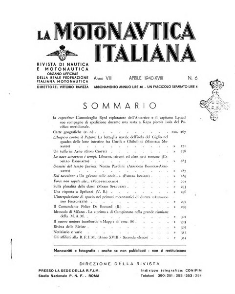 La motonautica italiana rivista ufficiale della reale Federazione italiana motonautica