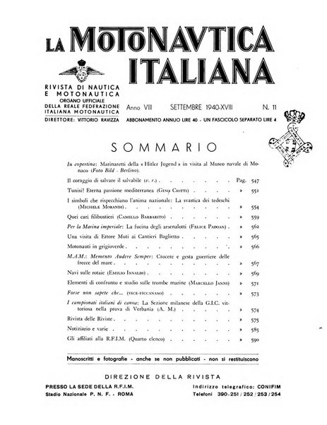 La motonautica italiana rivista ufficiale della reale Federazione italiana motonautica