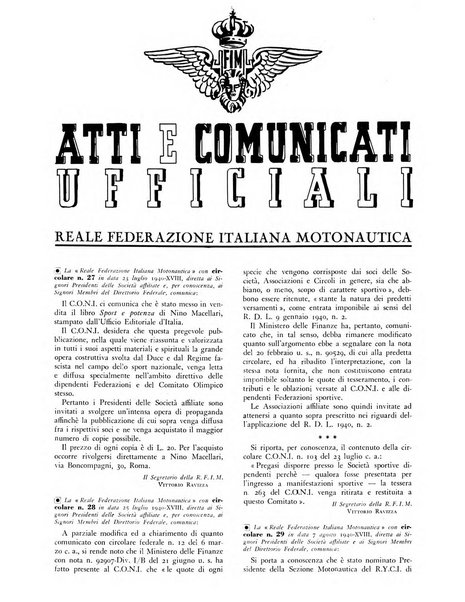 La motonautica italiana rivista ufficiale della reale Federazione italiana motonautica