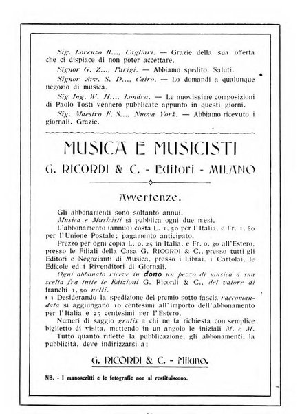 Musica e musicisti rivista illustrata bimestrale