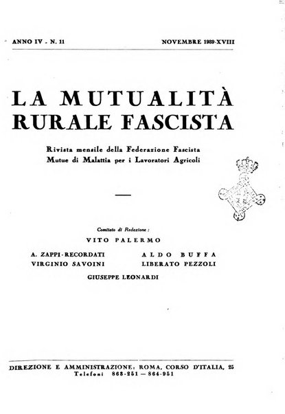 La mutualita rurale fascista rivista mensile della Federazione fascista mutue di malattia per i lavoratori agricoli