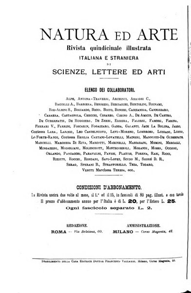 Natura ed arte rivista illustrata quindicinale italiana e straniera di scienze, lettere ed arti