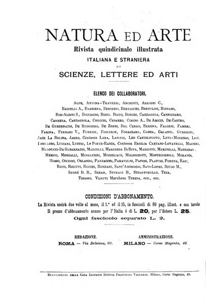 Natura ed arte rivista illustrata quindicinale italiana e straniera di scienze, lettere ed arti