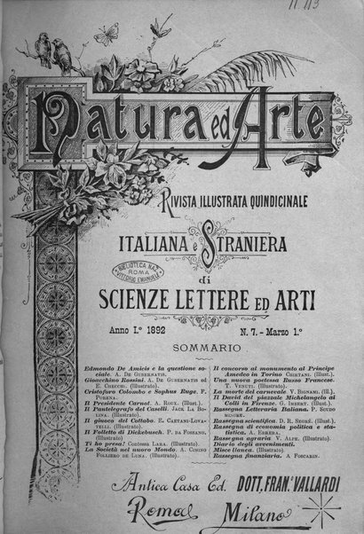 Natura ed arte rivista illustrata quindicinale italiana e straniera di scienze, lettere ed arti