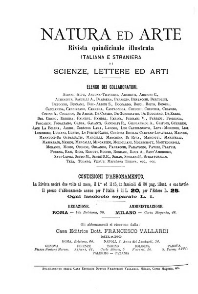 Natura ed arte rivista illustrata quindicinale italiana e straniera di scienze, lettere ed arti