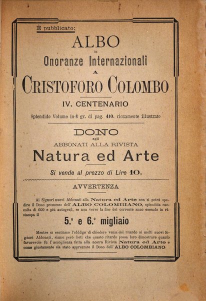 Natura ed arte rivista illustrata quindicinale italiana e straniera di scienze, lettere ed arti