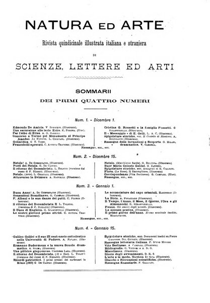 Natura ed arte rivista illustrata quindicinale italiana e straniera di scienze, lettere ed arti