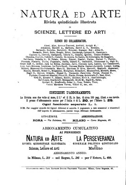 Natura ed arte rivista illustrata quindicinale italiana e straniera di scienze, lettere ed arti