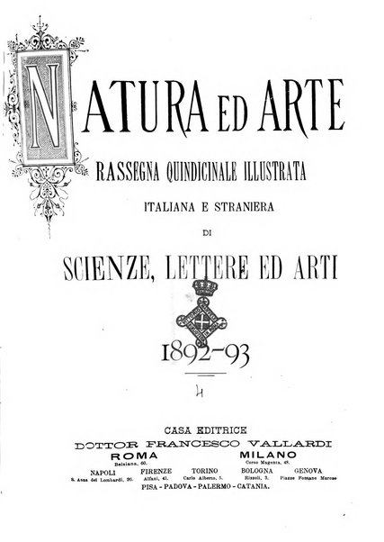 Natura ed arte rivista illustrata quindicinale italiana e straniera di scienze, lettere ed arti