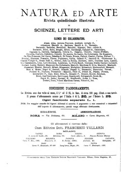 Natura ed arte rivista illustrata quindicinale italiana e straniera di scienze, lettere ed arti