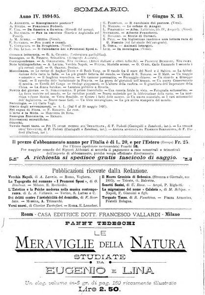 Natura ed arte rivista illustrata quindicinale italiana e straniera di scienze, lettere ed arti