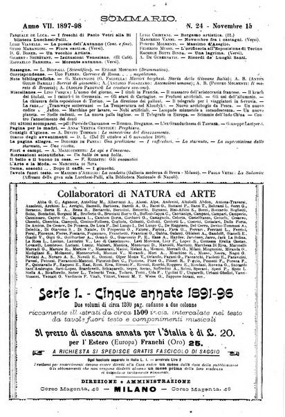 Natura ed arte rivista illustrata quindicinale italiana e straniera di scienze, lettere ed arti