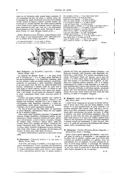 Natura ed arte rivista illustrata quindicinale italiana e straniera di scienze, lettere ed arti