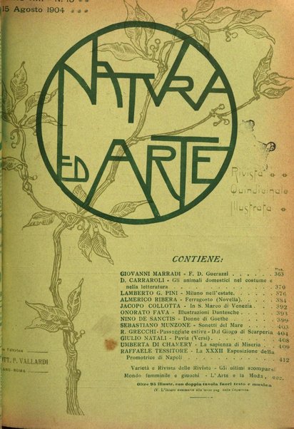 Natura ed arte rivista illustrata quindicinale italiana e straniera di scienze, lettere ed arti