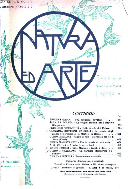 Natura ed arte rivista illustrata quindicinale italiana e straniera di scienze, lettere ed arti