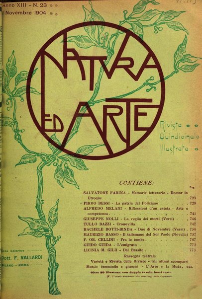 Natura ed arte rivista illustrata quindicinale italiana e straniera di scienze, lettere ed arti