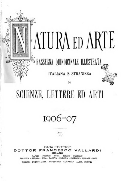 Natura ed arte rivista illustrata quindicinale italiana e straniera di scienze, lettere ed arti