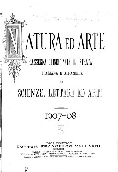 Natura ed arte rivista illustrata quindicinale italiana e straniera di scienze, lettere ed arti