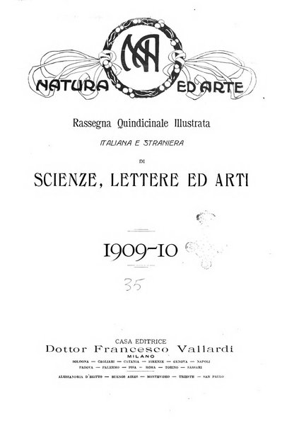 Natura ed arte rivista illustrata quindicinale italiana e straniera di scienze, lettere ed arti