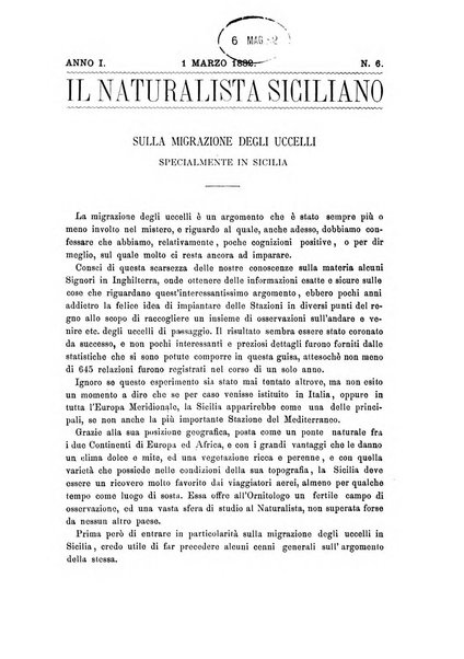 Il naturalista siciliano giornale di scienze naturali