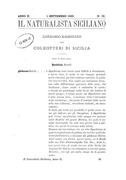 Il naturalista siciliano giornale di scienze naturali