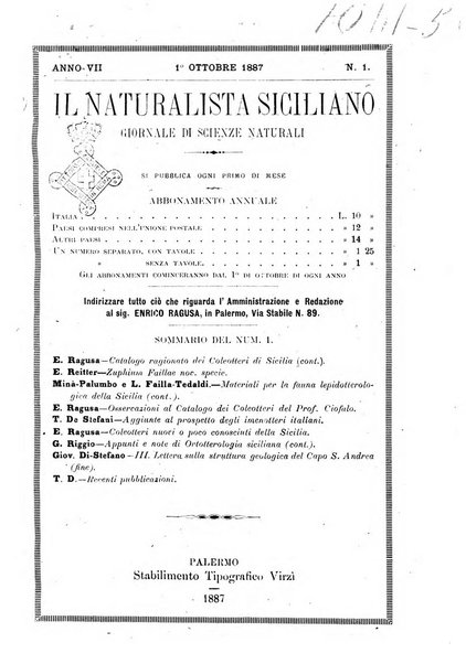 Il naturalista siciliano giornale di scienze naturali