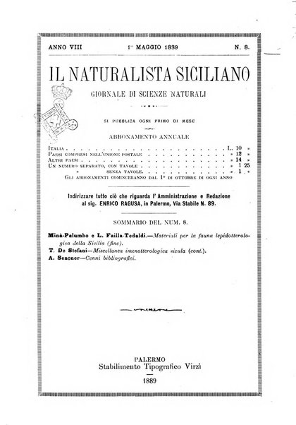 Il naturalista siciliano giornale di scienze naturali