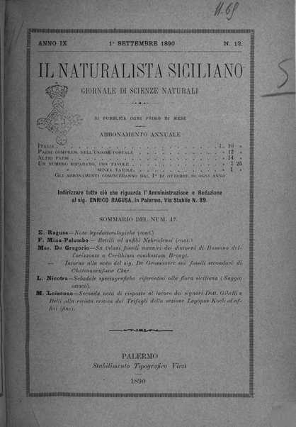 Il naturalista siciliano giornale di scienze naturali