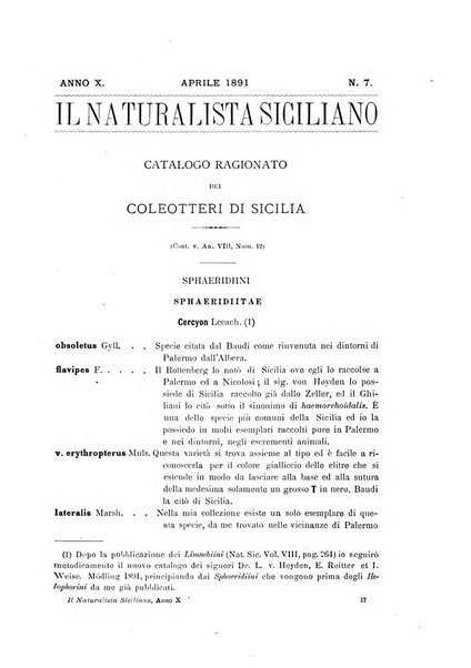 Il naturalista siciliano giornale di scienze naturali