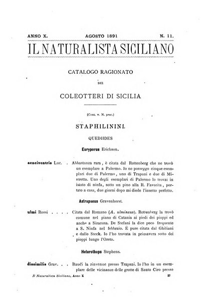 Il naturalista siciliano giornale di scienze naturali