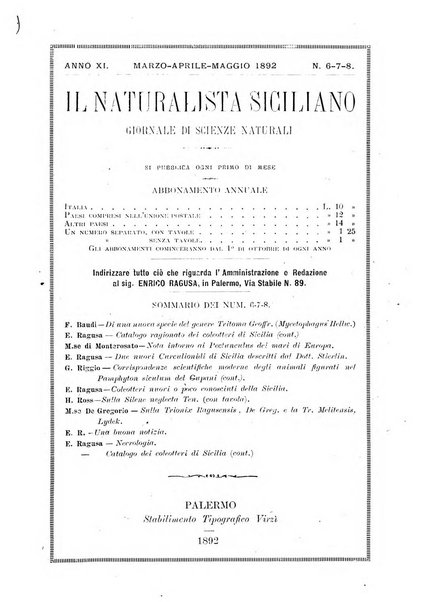 Il naturalista siciliano giornale di scienze naturali