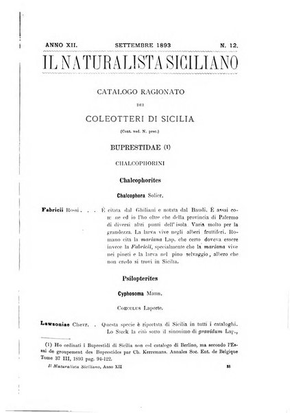 Il naturalista siciliano giornale di scienze naturali