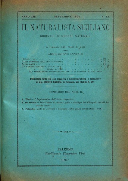 Il naturalista siciliano giornale di scienze naturali