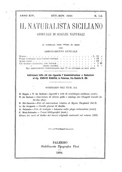 Il naturalista siciliano giornale di scienze naturali