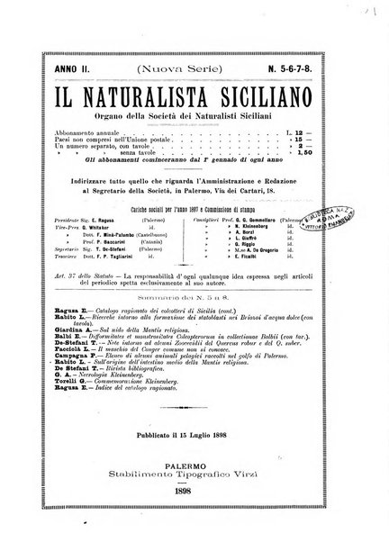 Il naturalista siciliano giornale di scienze naturali