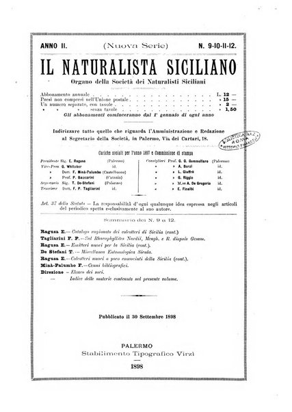 Il naturalista siciliano giornale di scienze naturali