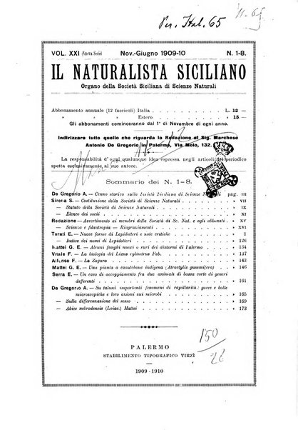 Il naturalista siciliano giornale di scienze naturali