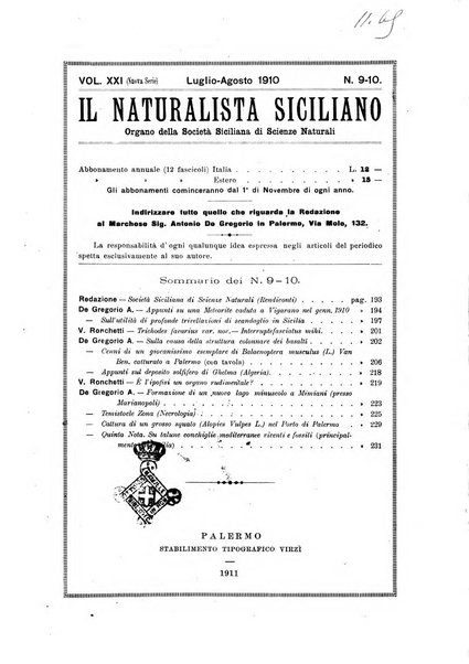 Il naturalista siciliano giornale di scienze naturali