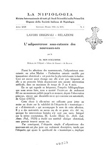 La nipiologia rivista internazionale trimestrale di tutti gli studi scientifici sulla prima età