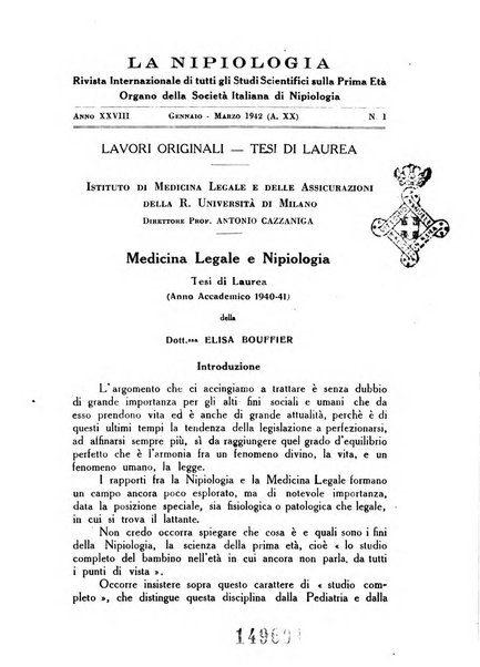 La nipiologia rivista internazionale trimestrale di tutti gli studi scientifici sulla prima età