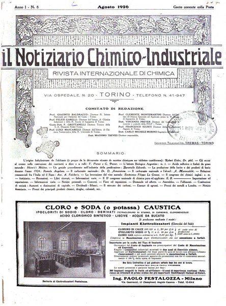 Il notiziario chimico industriale rivista internazionale di chimica