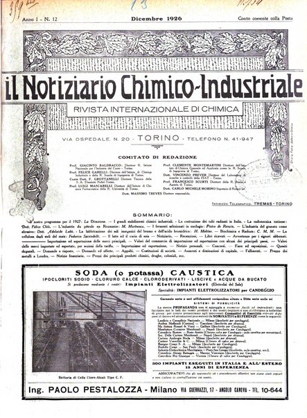 Il notiziario chimico industriale rivista internazionale di chimica