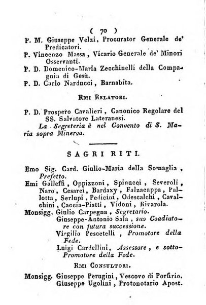 Notizie per l'anno ... secondo il martirologio romano..