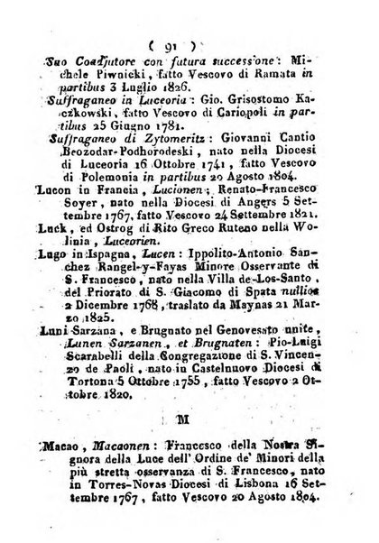 Notizie per l'anno ... secondo il martirologio romano..