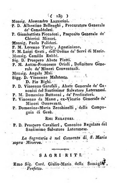 Notizie per l'anno ... secondo il martirologio romano..