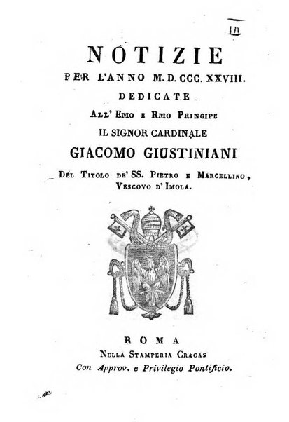 Notizie per l'anno ... secondo il martirologio romano..